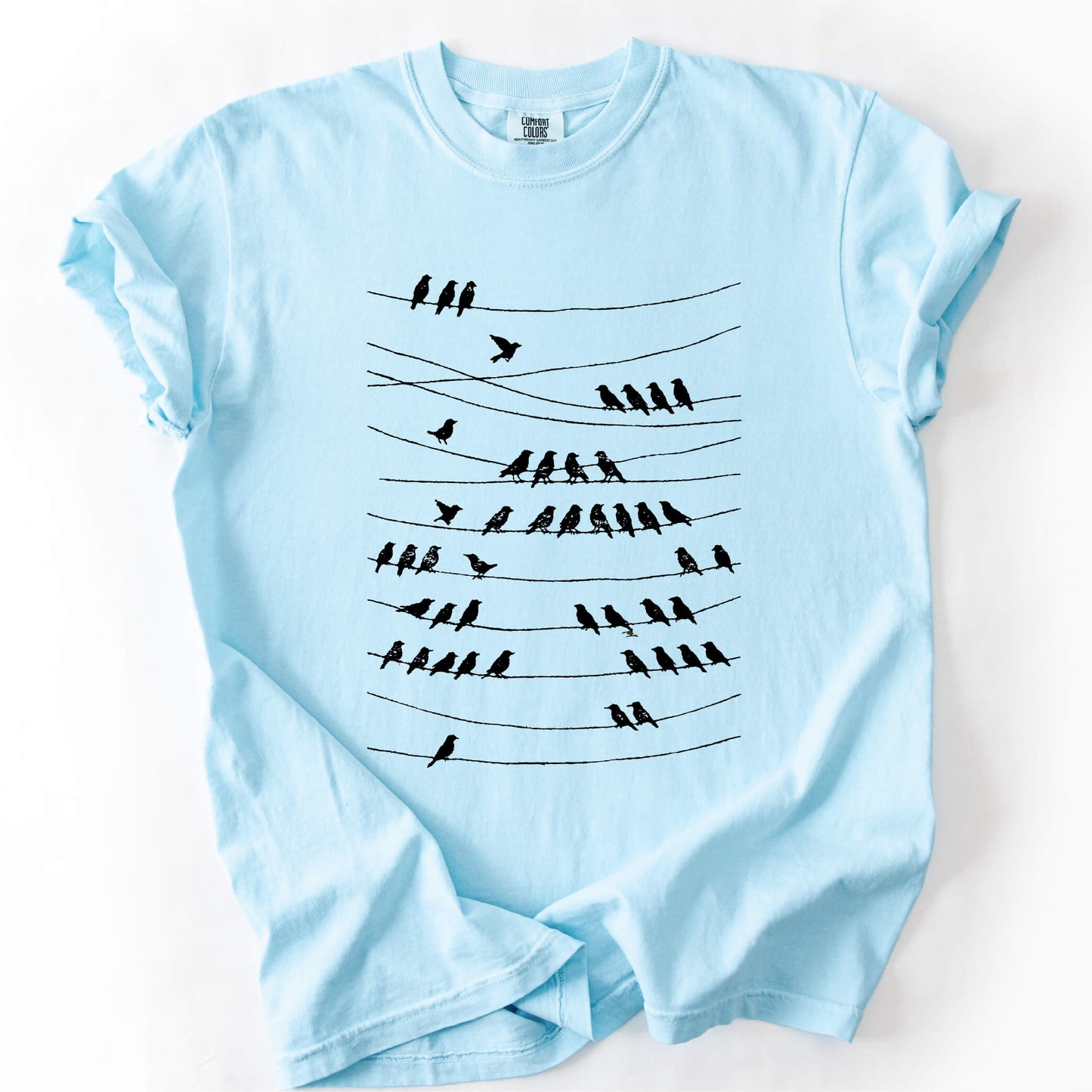 Birds on a Wire minimalist bird art T-shirt
