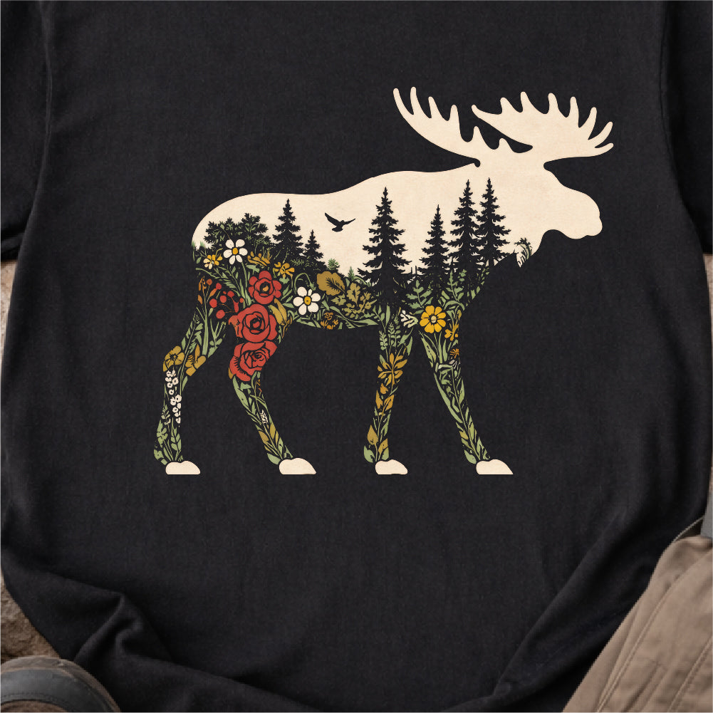 Moose Forest Wildflower Tshirt