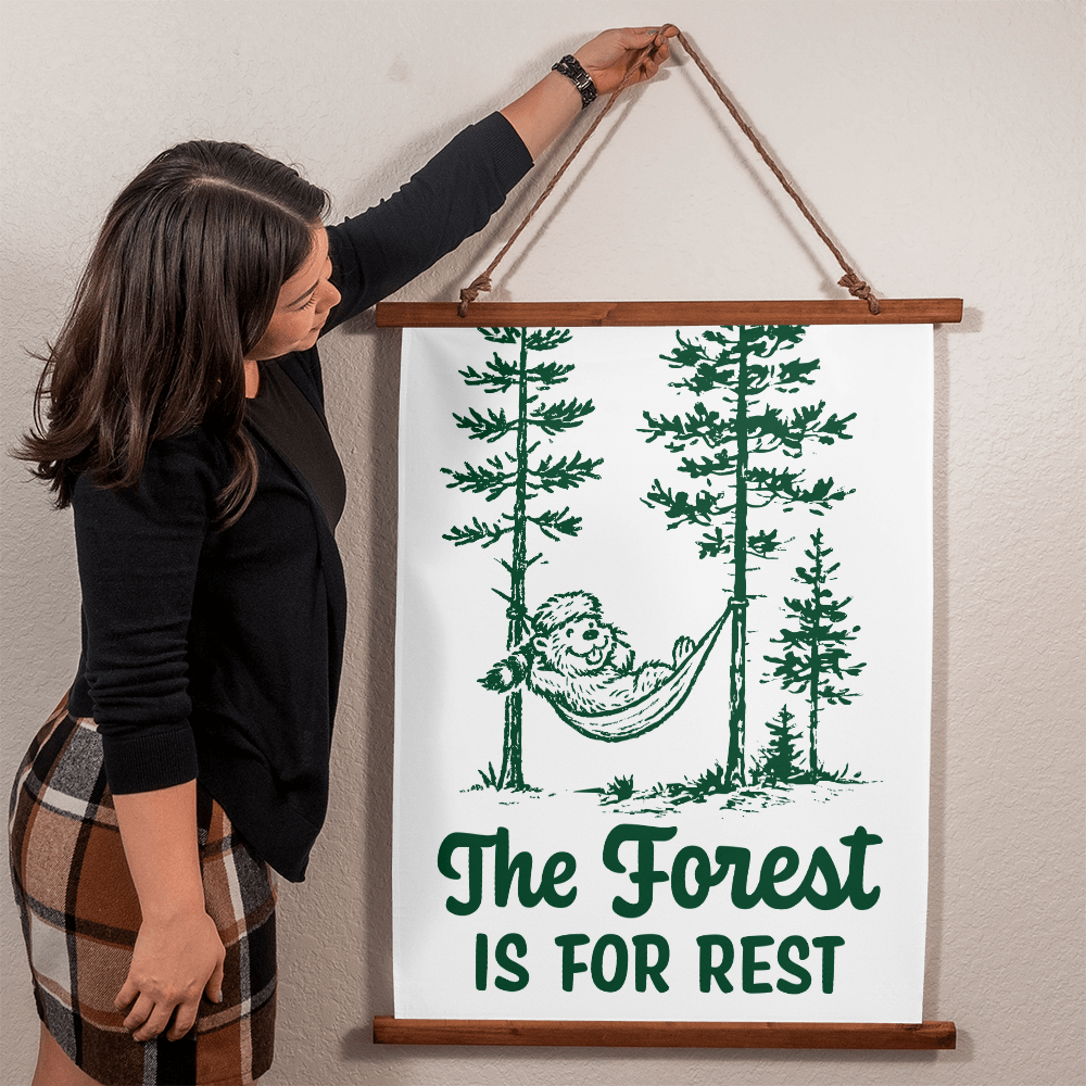 The Forest is For Rest Wood Framed Wall Tapestry