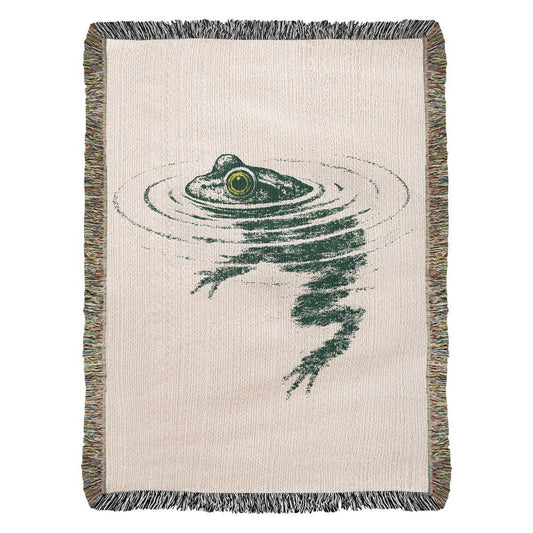 Frog Swimming Woven Blanket