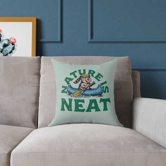 Nature Is Neat Pillow — Retro Camping Canoe Throw Pillow