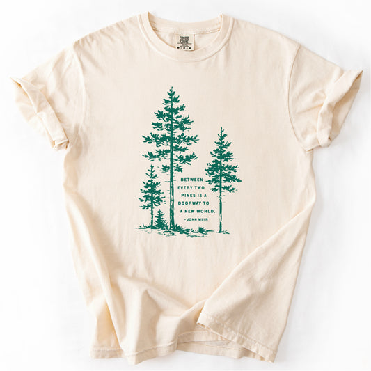 Between Two Pines forest T-shirt