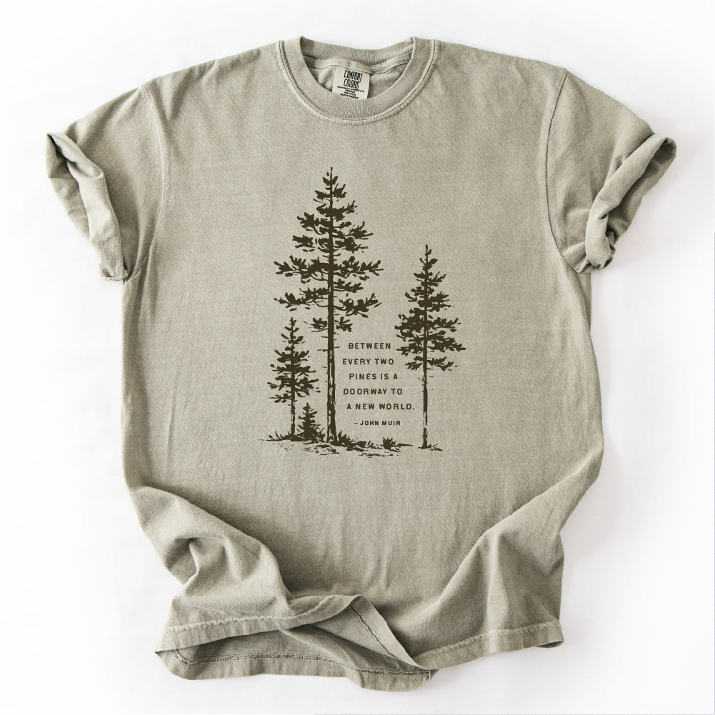 Between Two Pines forest T-shirt