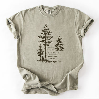 Between Two Pines forest T-shirt