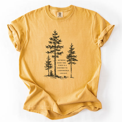 Between Two Pines forest T-shirt