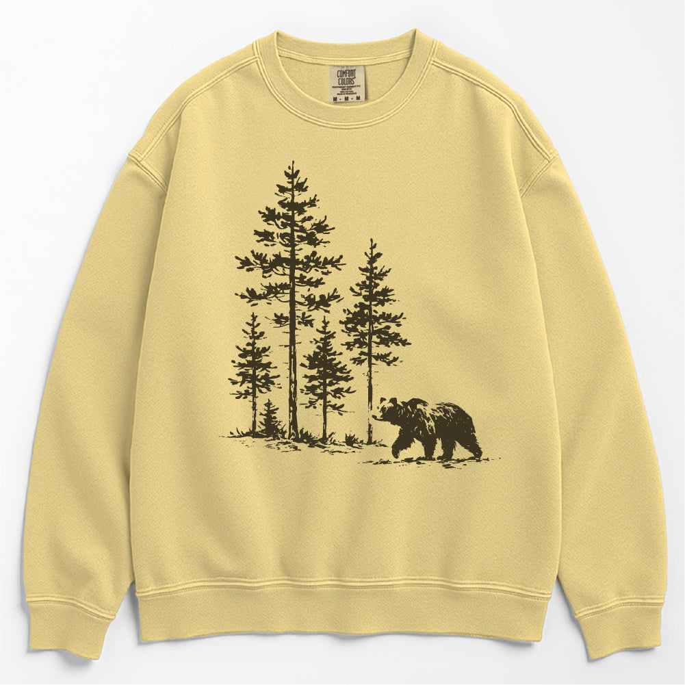 Vintage Bear in Pine Trees Sweatshirt