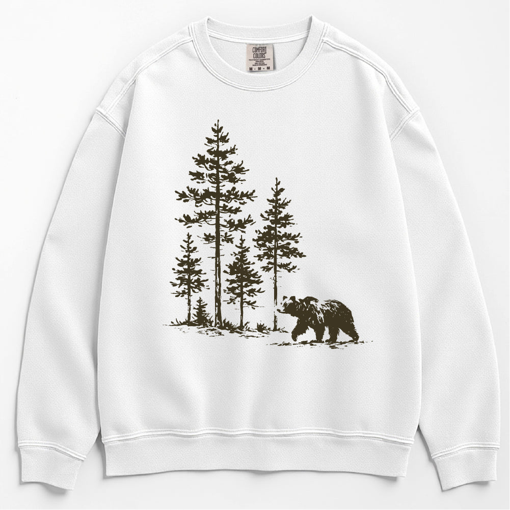 Vintage Bear in Pine Trees Sweatshirt