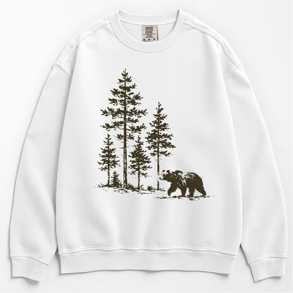 Vintage Bear in Pine Trees Sweatshirt