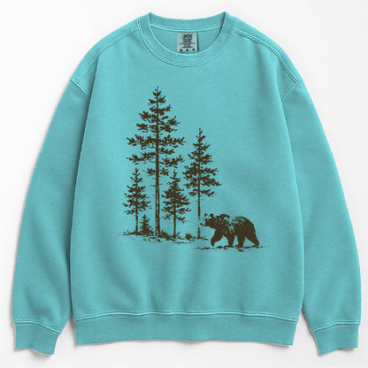Vintage Bear in Pine Trees Sweatshirt