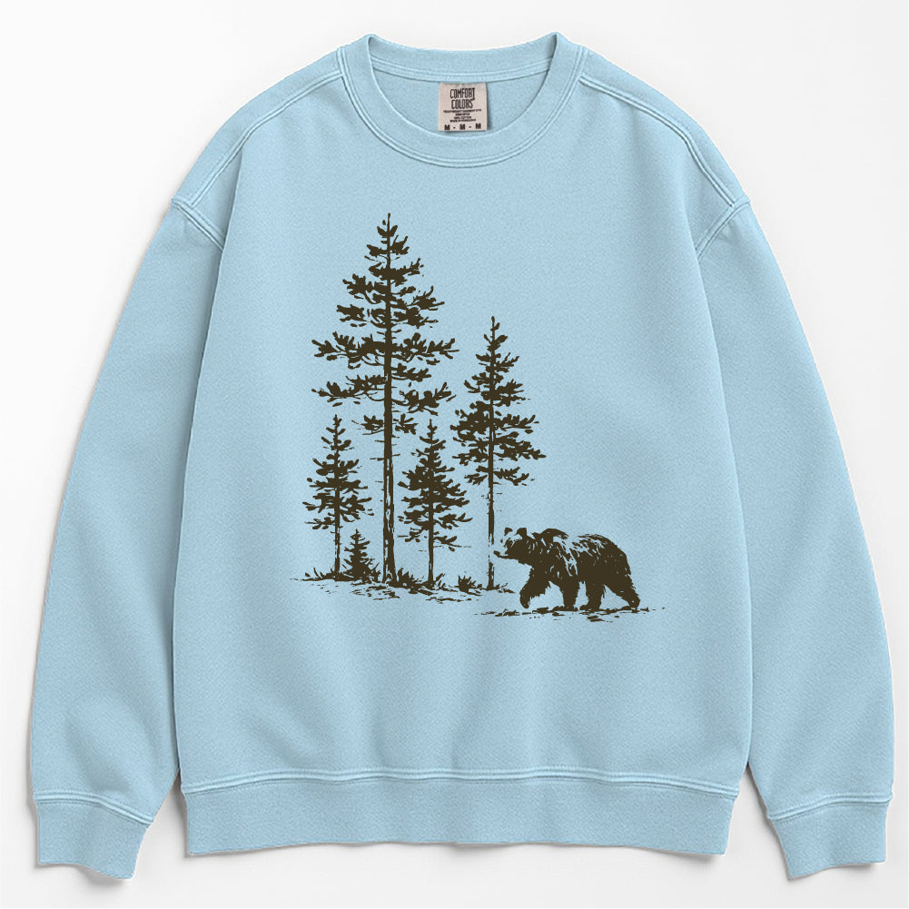 Vintage Bear in Pine Trees Sweatshirt
