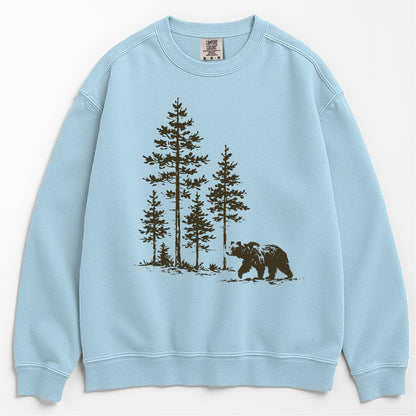 Vintage Bear in Pine Trees Sweatshirt