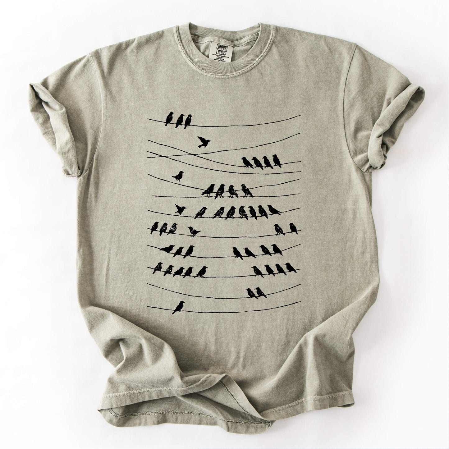 Birds on a Wire minimalist bird art T-shirt