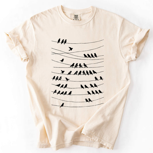 Birds on a Wire minimalist bird art T-shirt