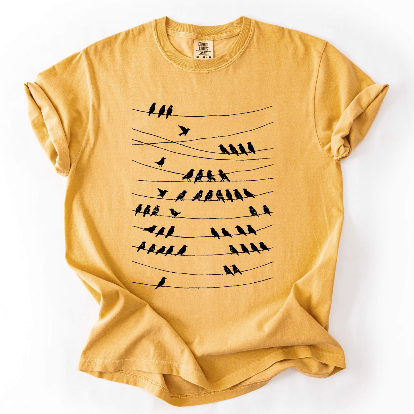 Birds on a Wire minimalist bird art T-shirt