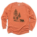 Vintage Pine Forest Bear Long Sleeve Shirt