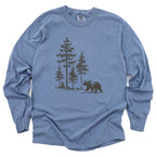 Vintage Pine Forest Bear Long Sleeve Shirt