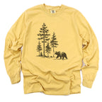 Vintage Pine Forest Bear Long Sleeve Shirt