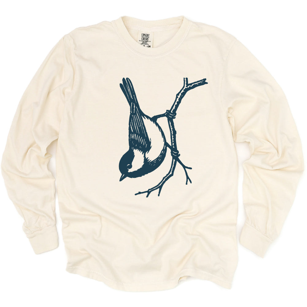 Chickadee Bird Long Sleeve Tee