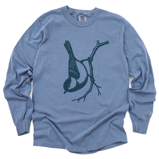 Chickadee Bird Long Sleeve Tee