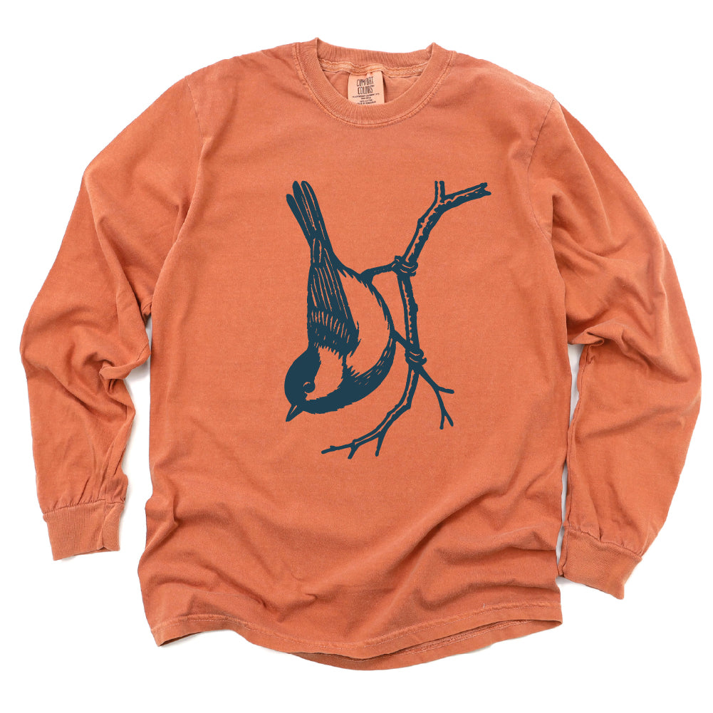 Chickadee Bird Long Sleeve Tee