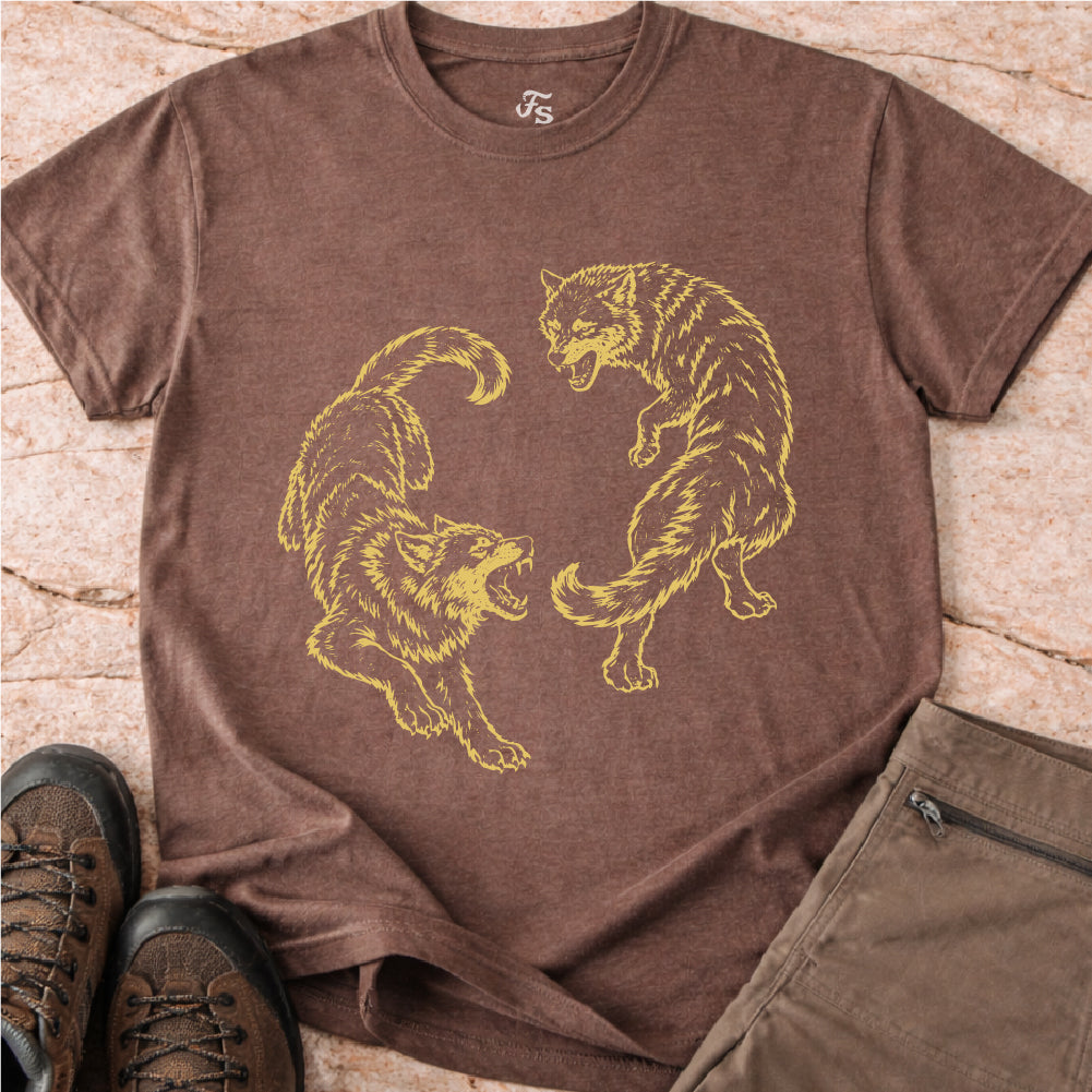 Two Wolves Fighting Tshirt