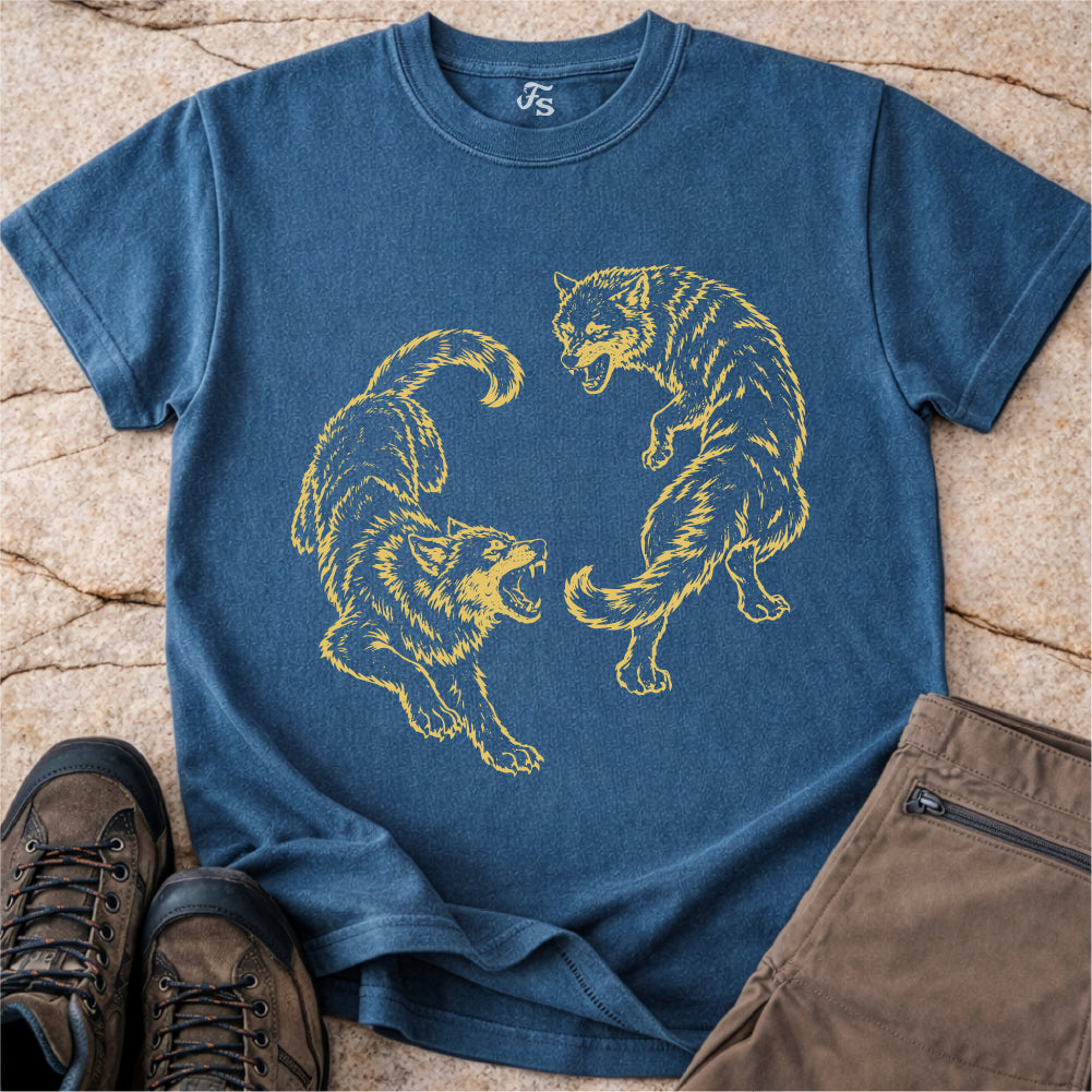 Two Wolves Fighting Tshirt