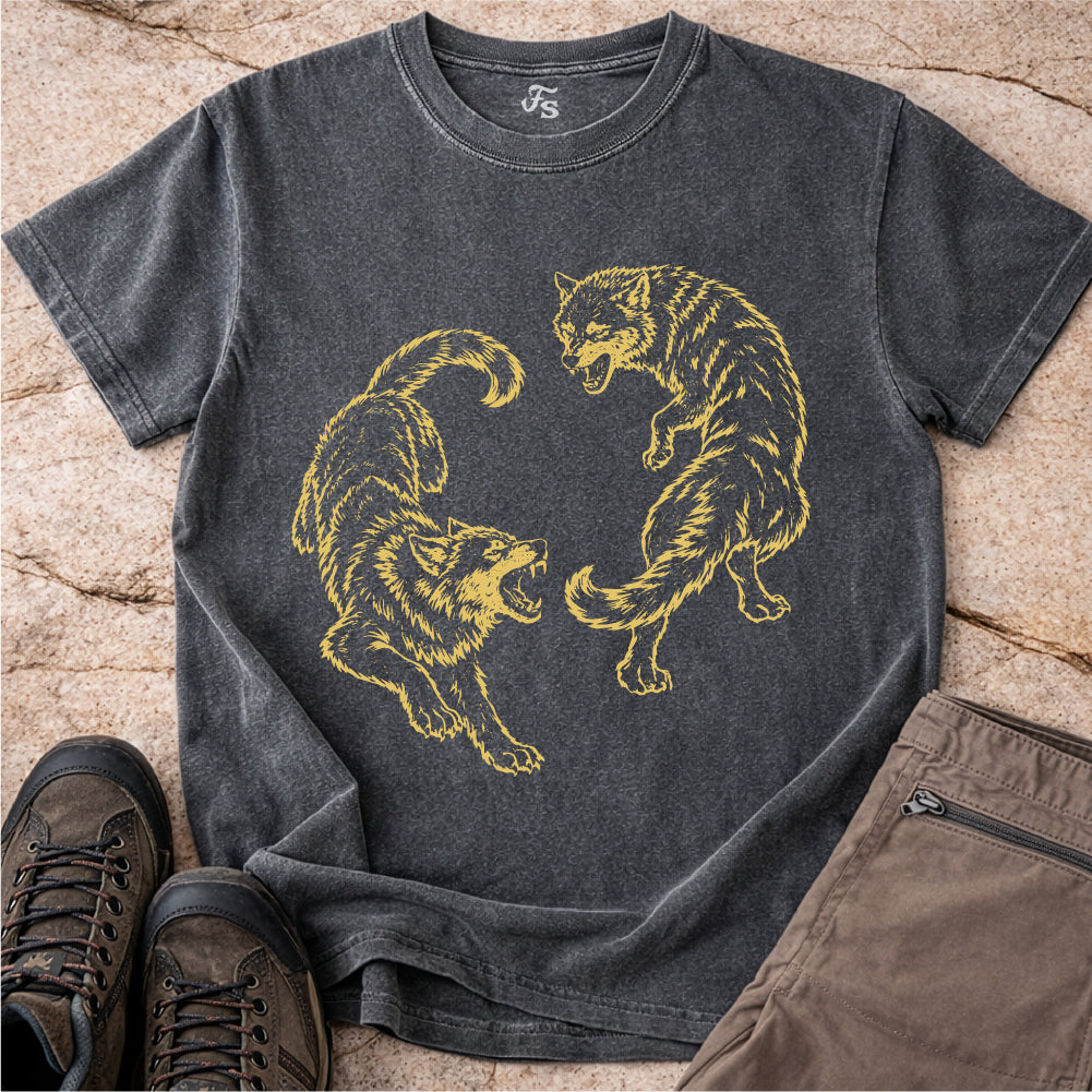 Two Wolves Fighting Tshirt