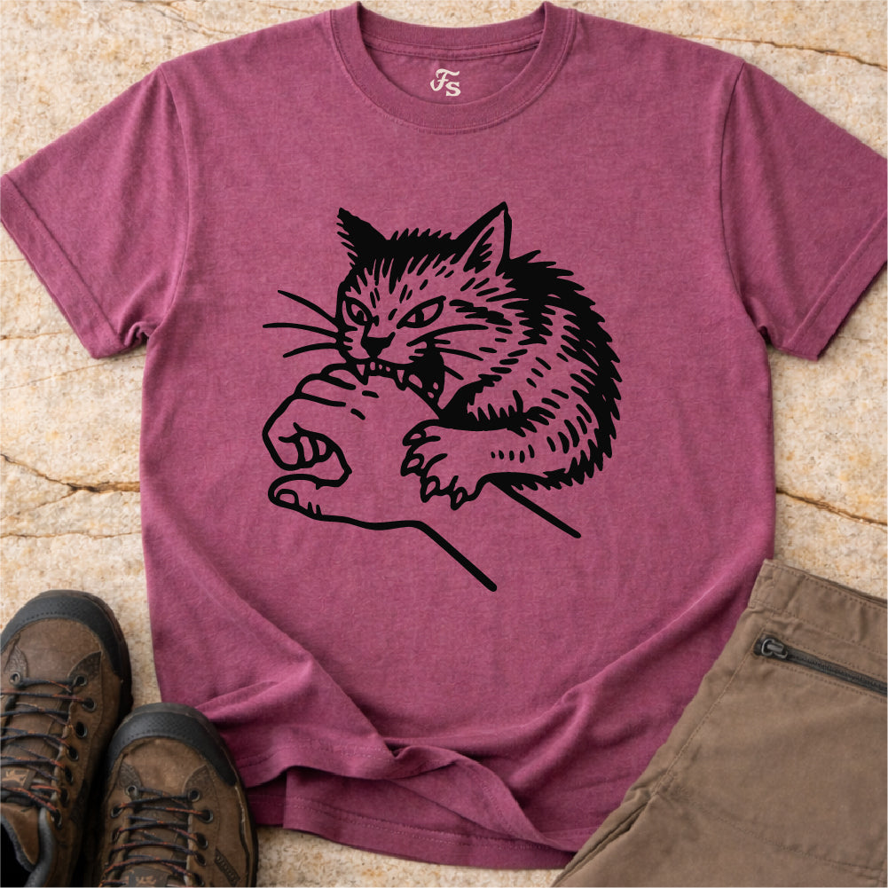 Cat Biting Hand Tshirt