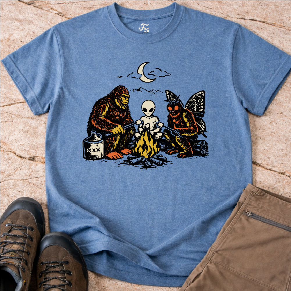Bigfoot Alien Mothman Campfire Tshirt
