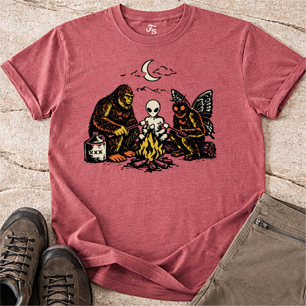 Bigfoot Alien Mothman Campfire Tshirt