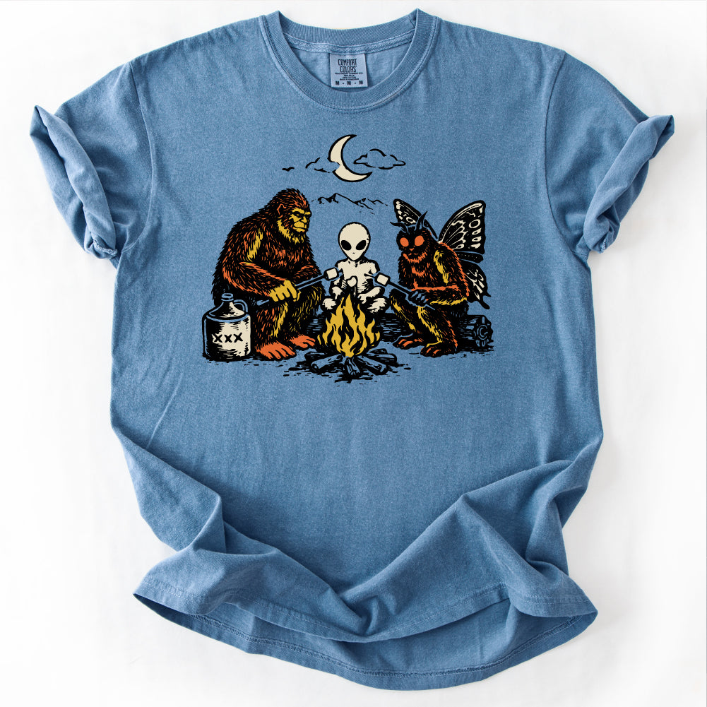 Bigfoot Alien Mothman Campfire Tshirt