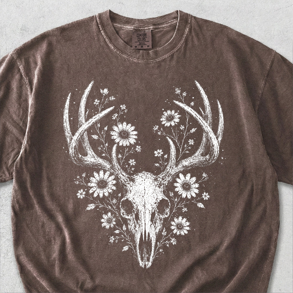 Wildflower Deer Skull Tshirt