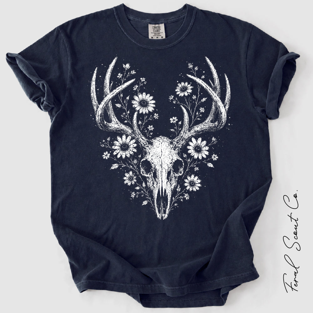 Wildflower Deer Skull Tshirt