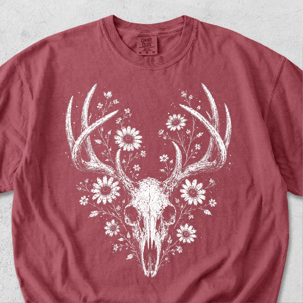 Wildflower Deer Skull Tshirt