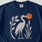 Folk Art Blue Heron Tshirt