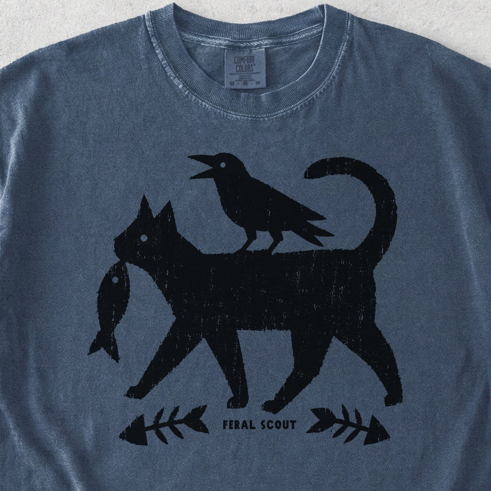 Folk Cat Crow Fish Tshirt