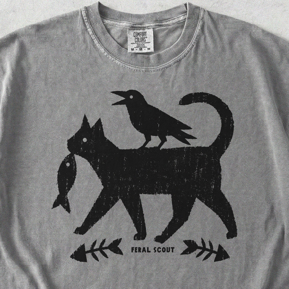 Folk Cat Crow Fish Tshirt