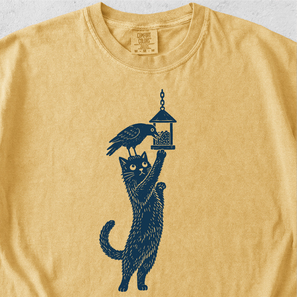 Cat Crow Bird Feeder Tshirt
