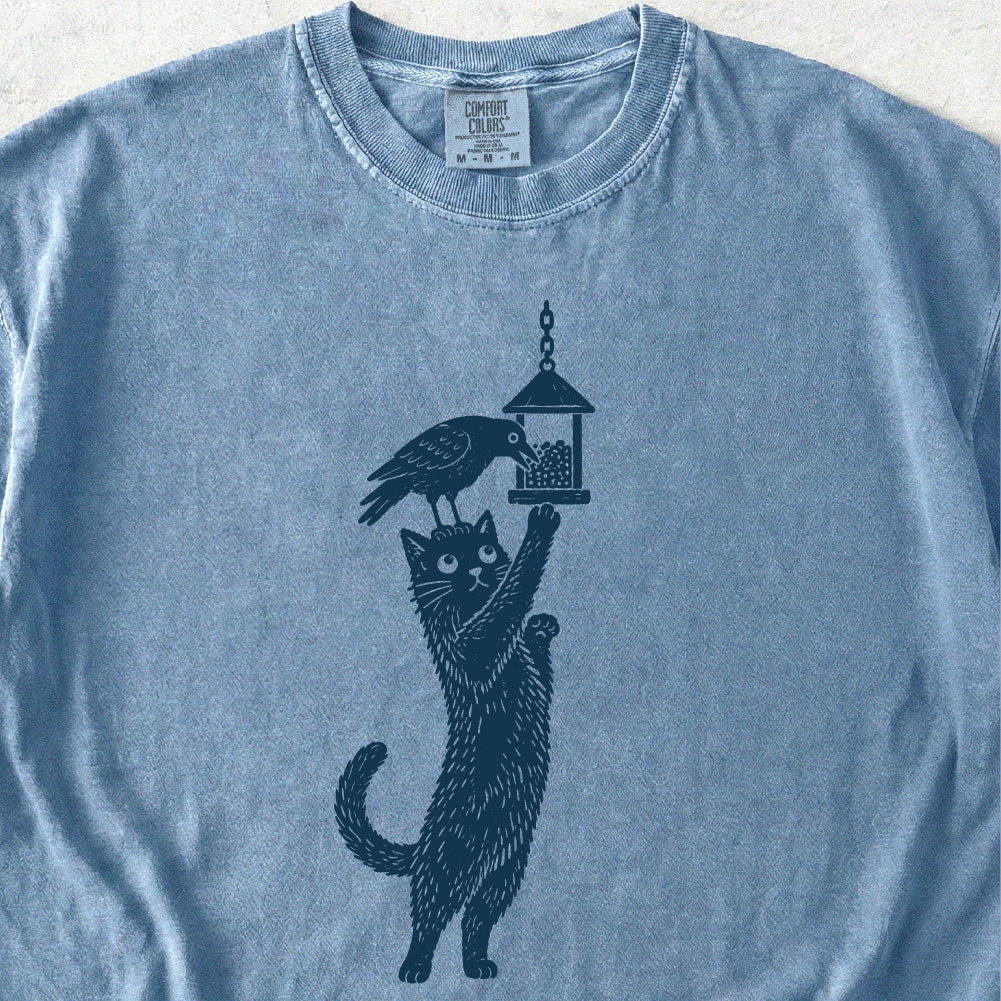Cat Crow Bird Feeder Tshirt