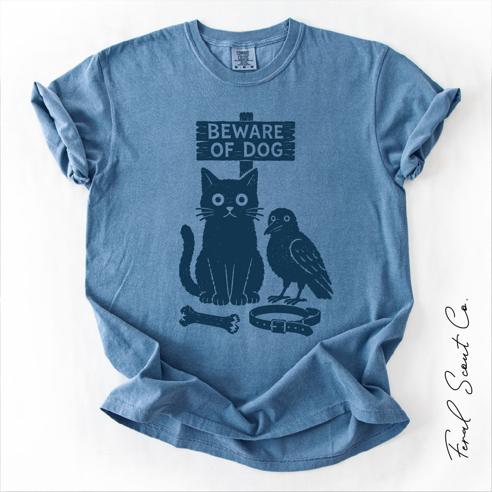 Beware of Dog Cat Crow Tshirt