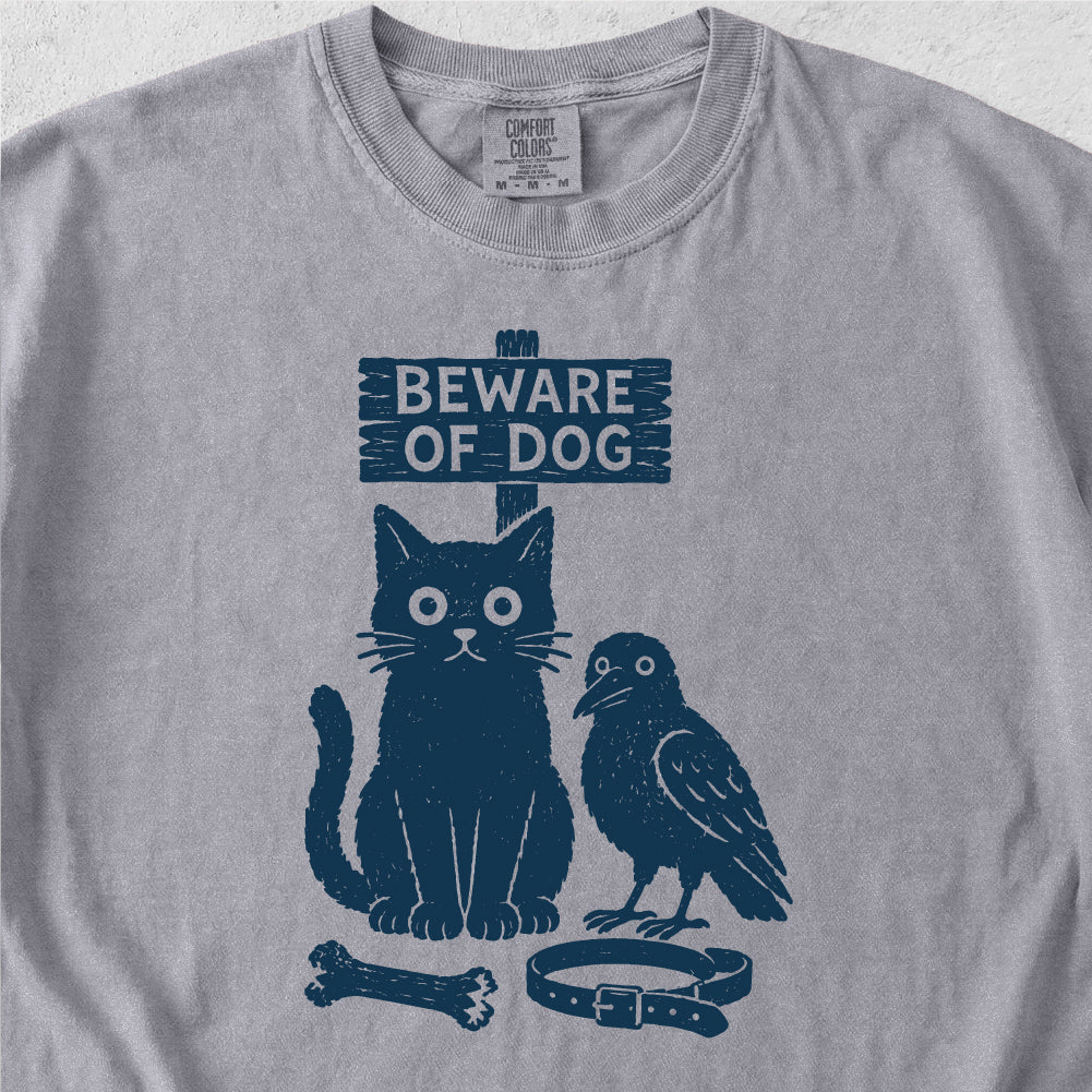 Beware of Dog Cat Crow Tshirt