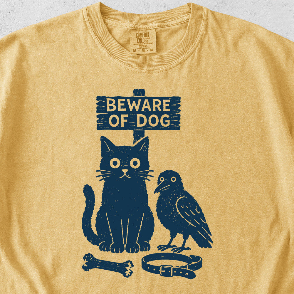 Beware of Dog Cat Crow Tshirt