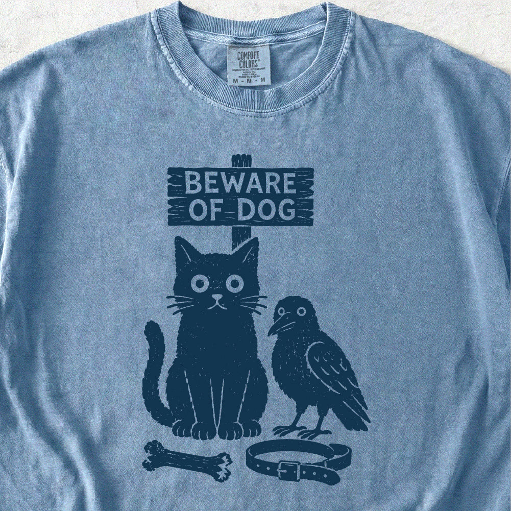 Beware of Dog Cat Crow Tshirt