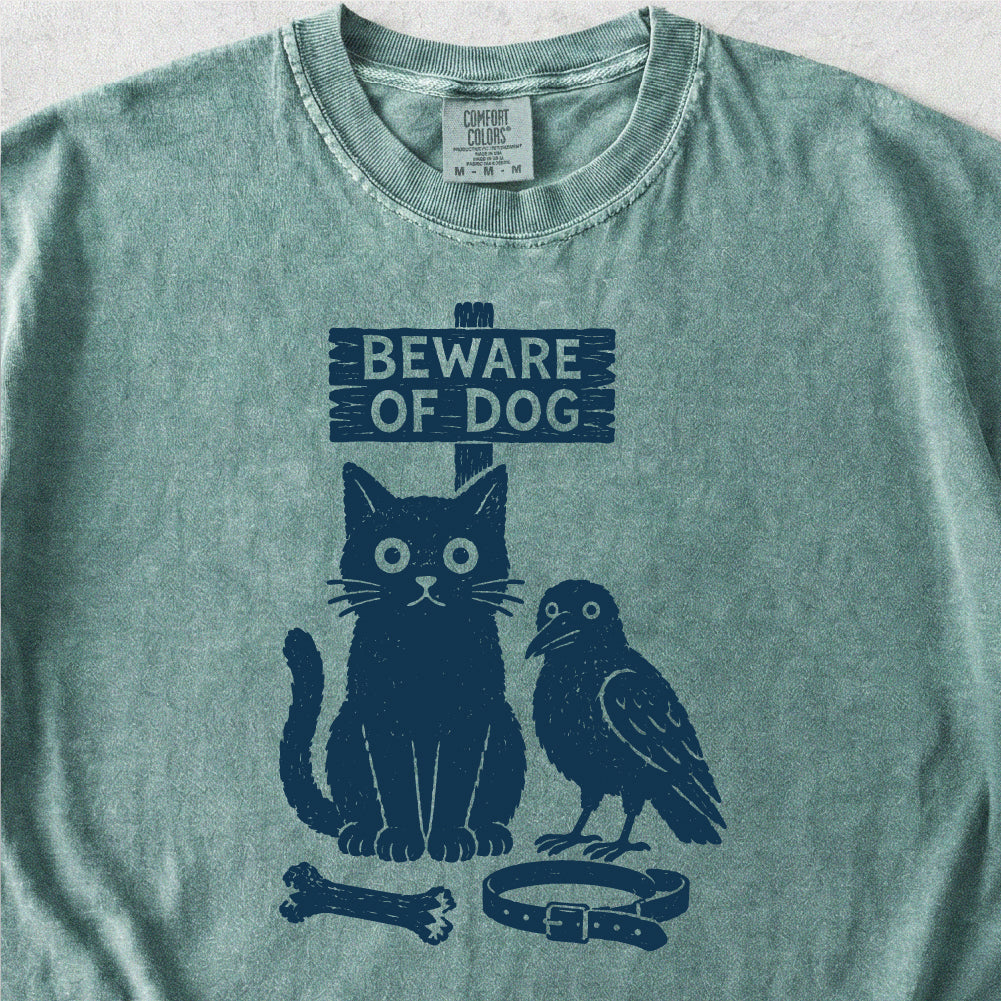 Beware of Dog Cat Crow Tshirt