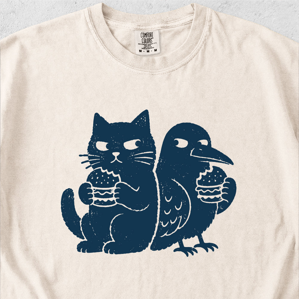 Cat, Crow and Burgers Tshirt