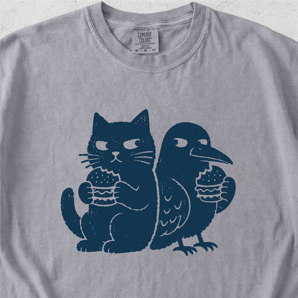 Cat, Crow and Burgers Tshirt