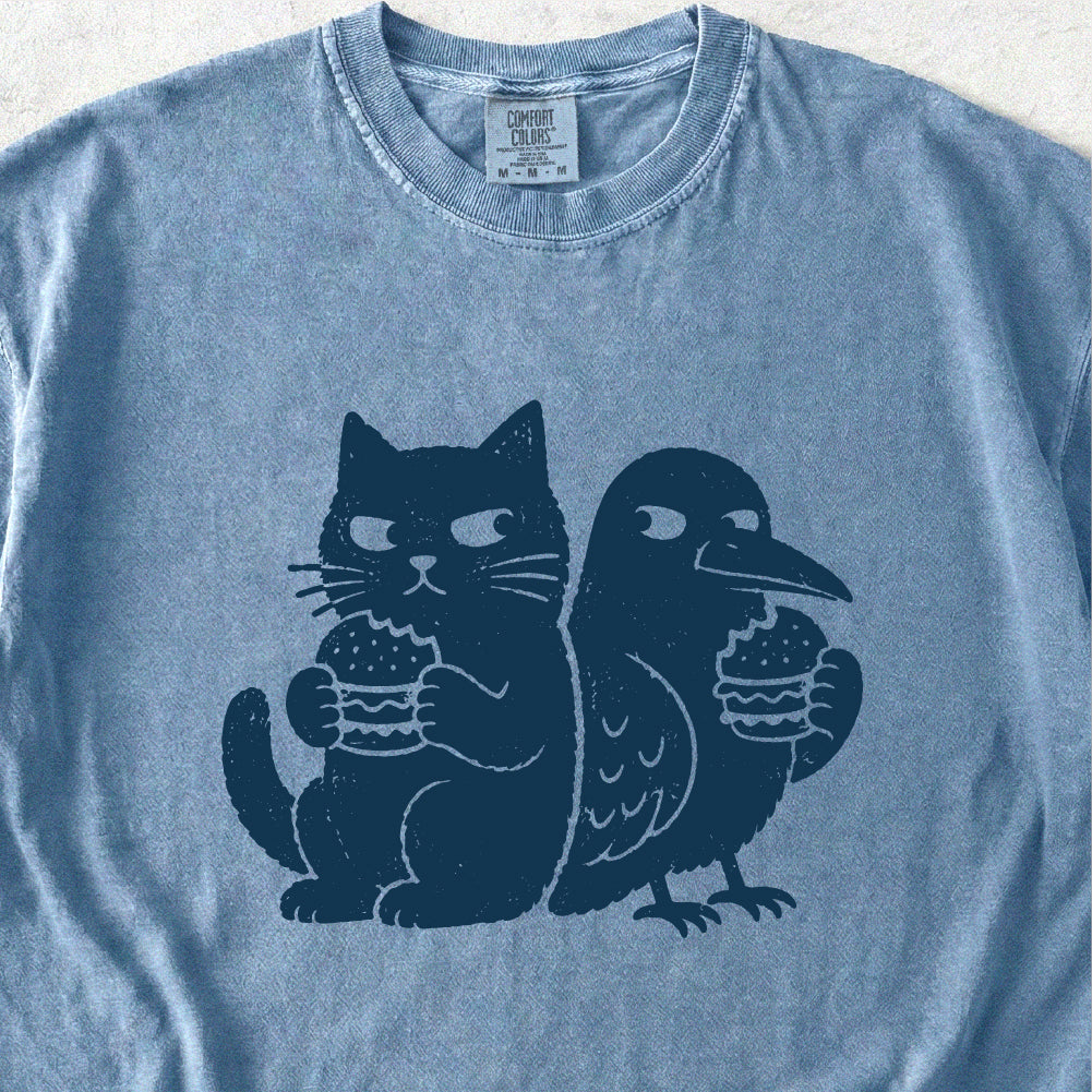 Cat, Crow and Burgers Tshirt