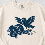 Cat and Crow Skateboard Tshirt
