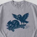 Cat and Crow Skateboard Tshirt