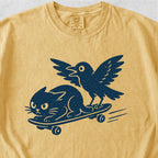Cat and Crow Skateboard Tshirt